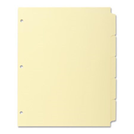 Business Source Plain Tab Indexes- 3HP- 5-Tab- 11in.x8-.50in.- Canary BSN16480